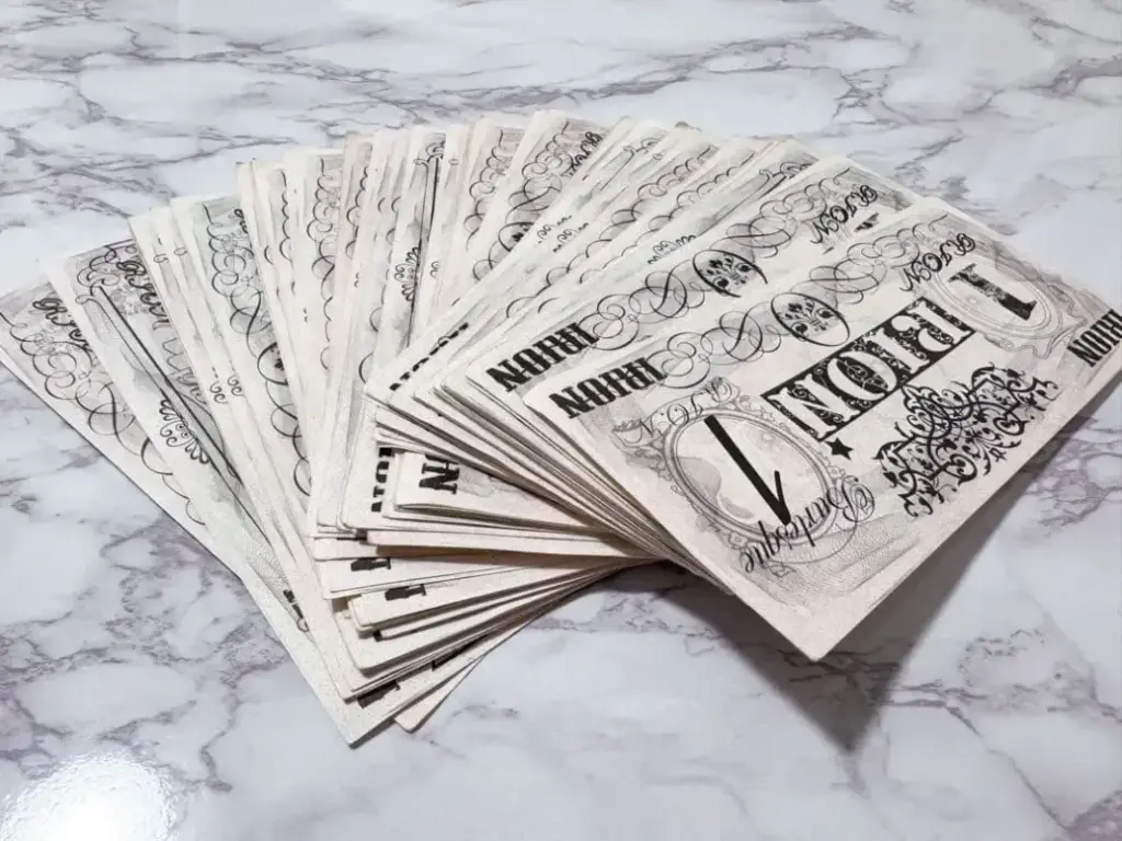 Rion paper currency used for tipping performers at Rokusan Angel in Tokyo