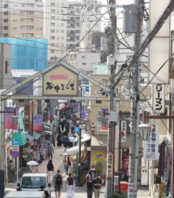 Yanaka Tokyo local shopping street with traditional atmosphere and small neighborhood stores