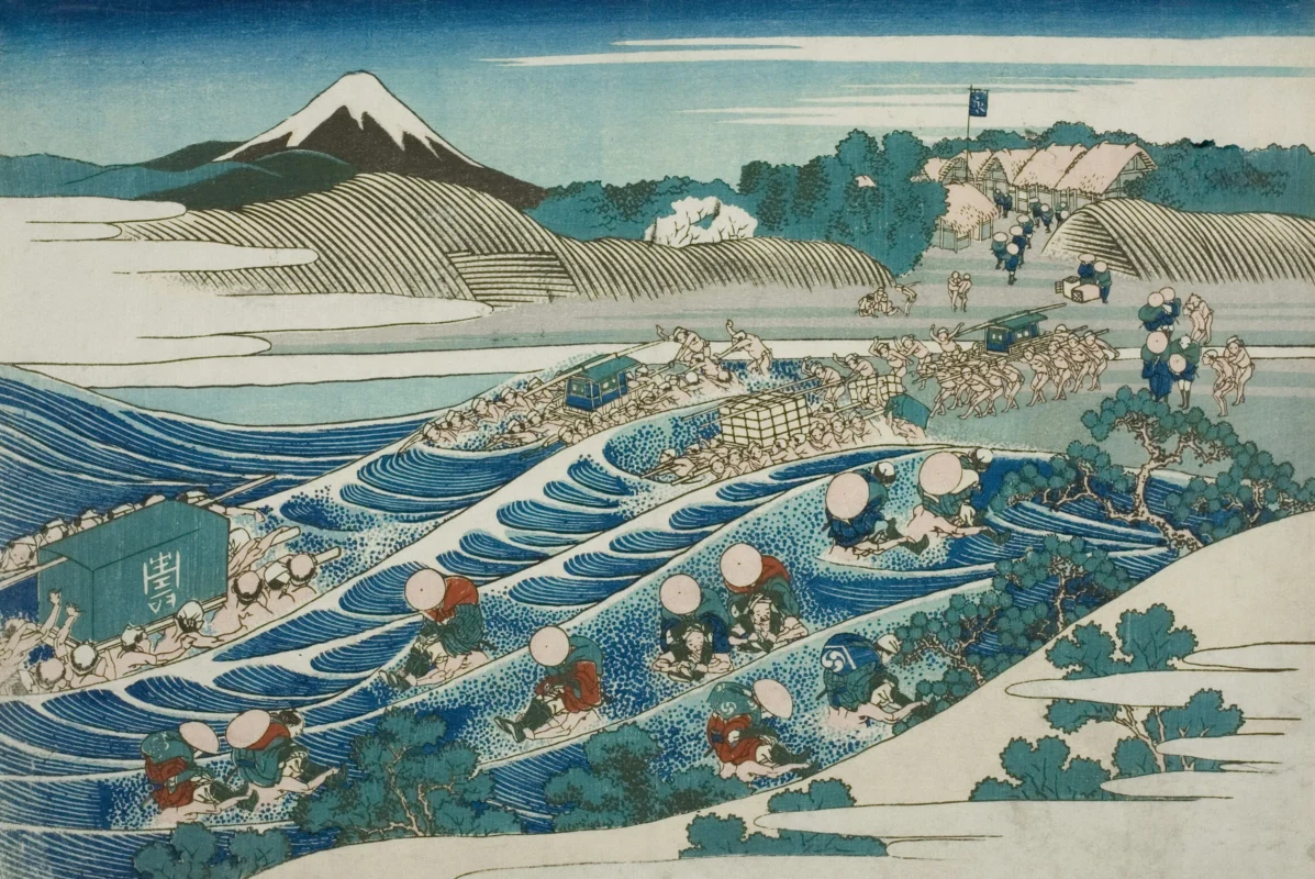 art-institute-of-chicago-oX96r3T9fcQ-unsplash Ukiyo-e style image of Mount Fuji and travelers in Japan, representing traditional travel and local experiences in Japan
