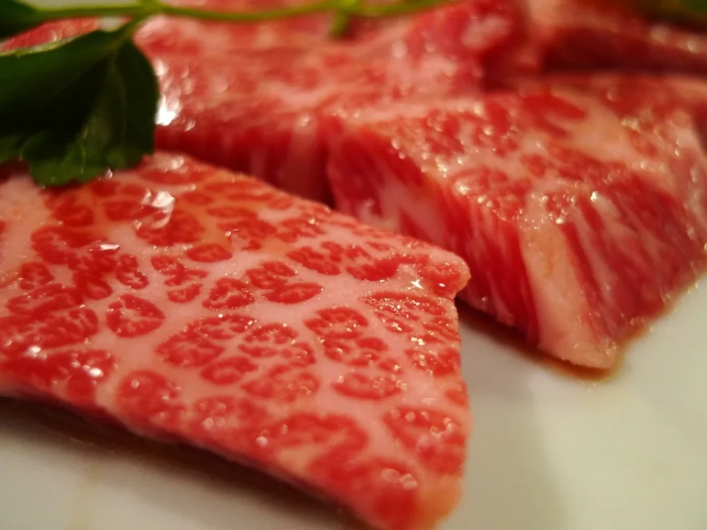 Premium marbled wagyu beef served for yakiniku in Shibuya