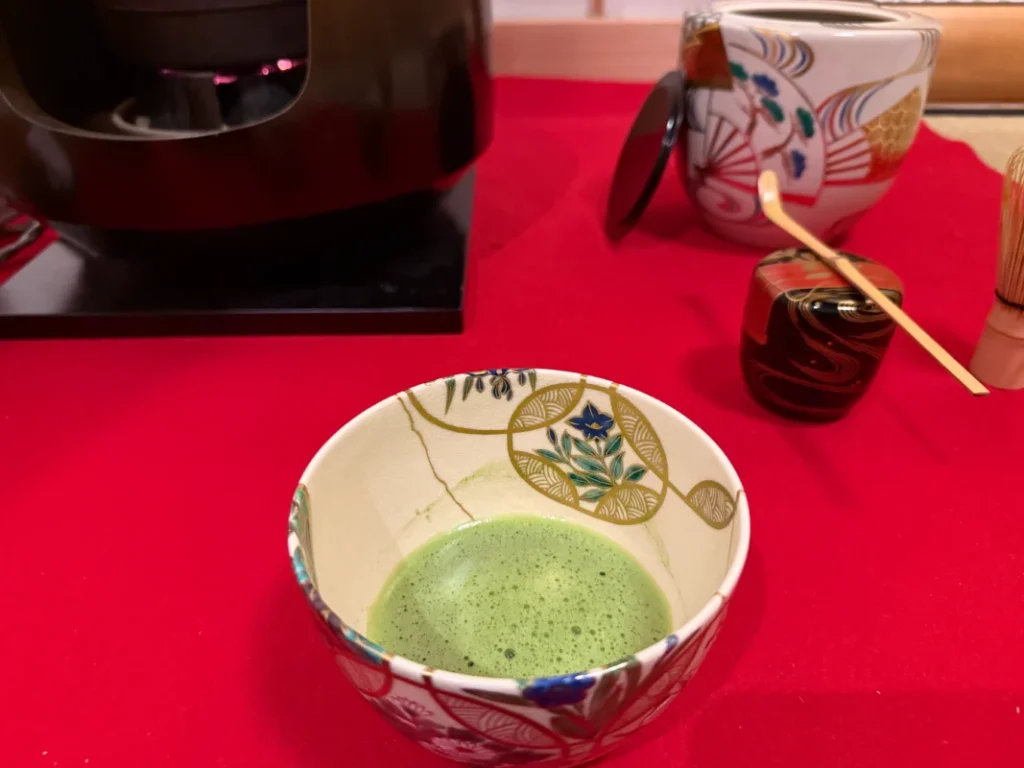 Matcha tea served during a traditional Japanese tea experience