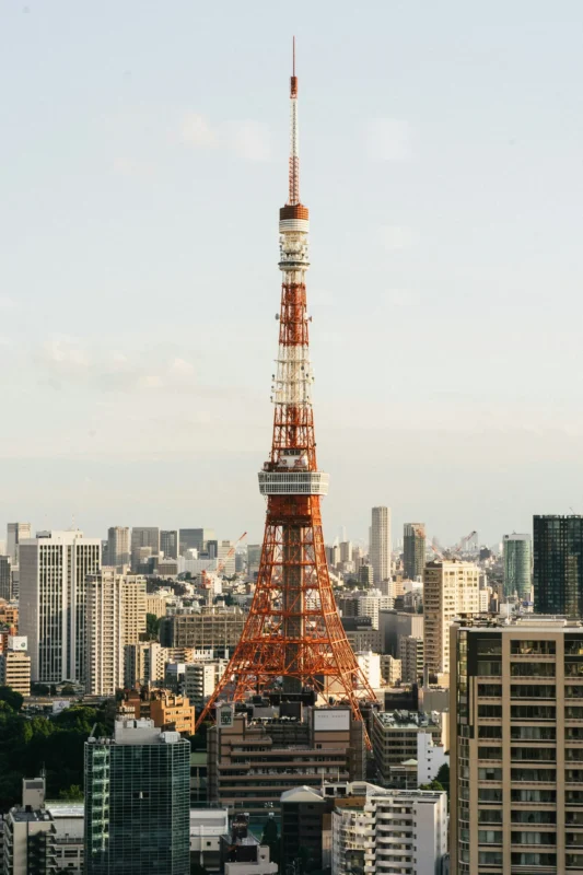 Tokyo Tower surrounded by the Tokyo skyline